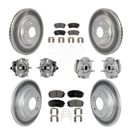 Front Rear Hub Bearings Coated Disc Brake Rotors And Pads Kit (10Pc) For Hyundai Kona KBB-132059