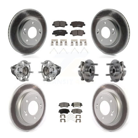 Front Rear Hub Bearings Coated Disc Brake Rotors And Pads Kit (10Pc) For Hyundai Veloster KBB-132060