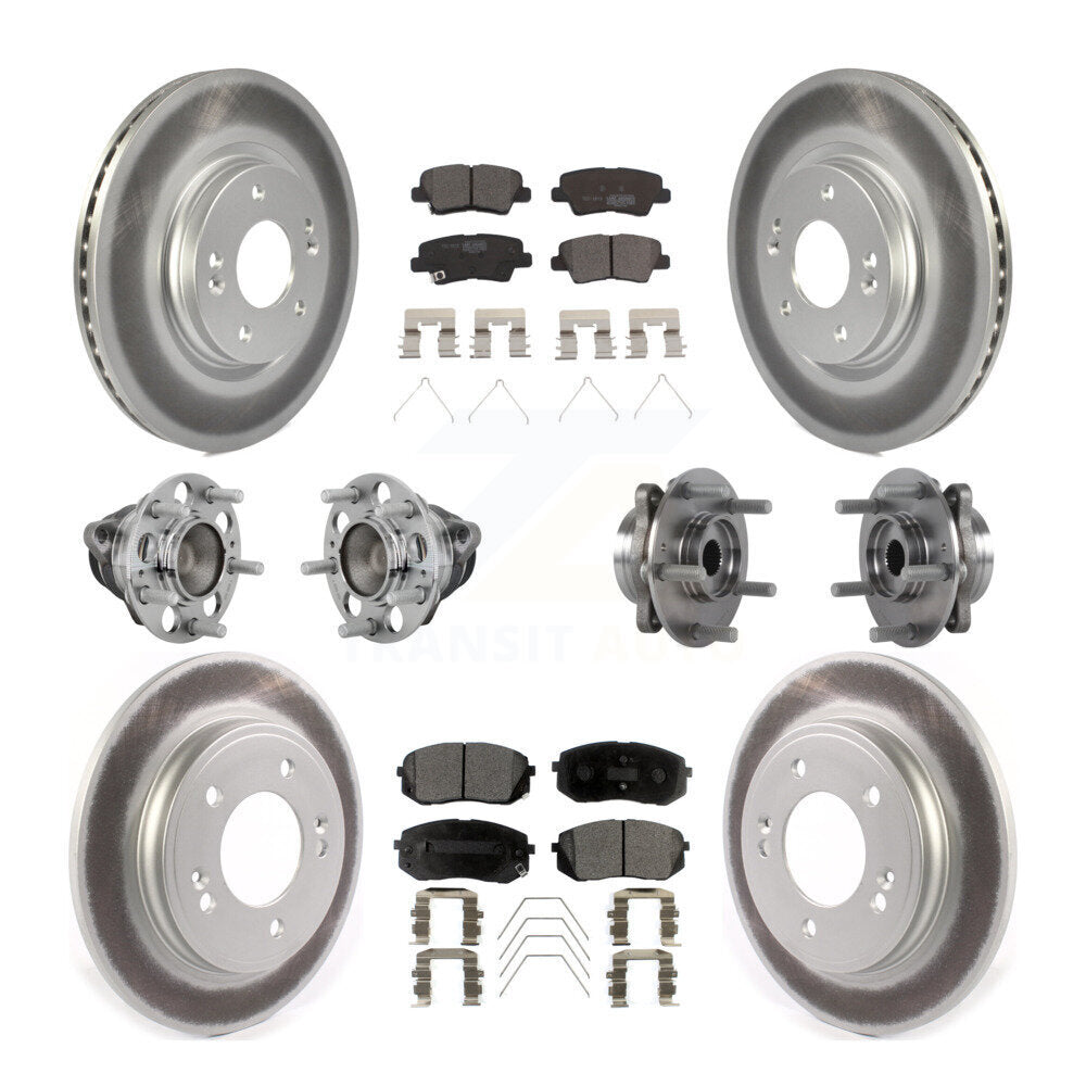 Front Rear Hub Bearing Coated Brake Rotor & Pad Kit (10Pc) For Kia Forte Hyundai Veloster KBB-132061