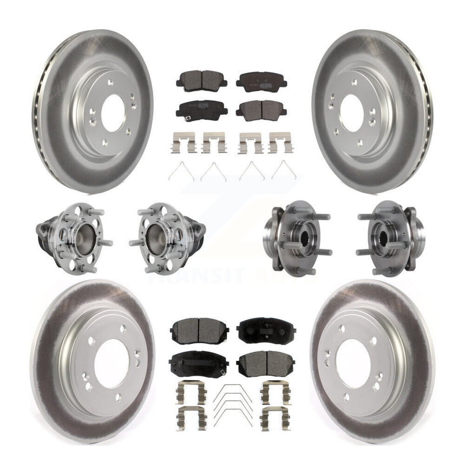 Front Rear Hub Bearing Coated Brake Rotor & Pad Kit (10Pc) For Kia Forte Hyundai Veloster KBB-132061