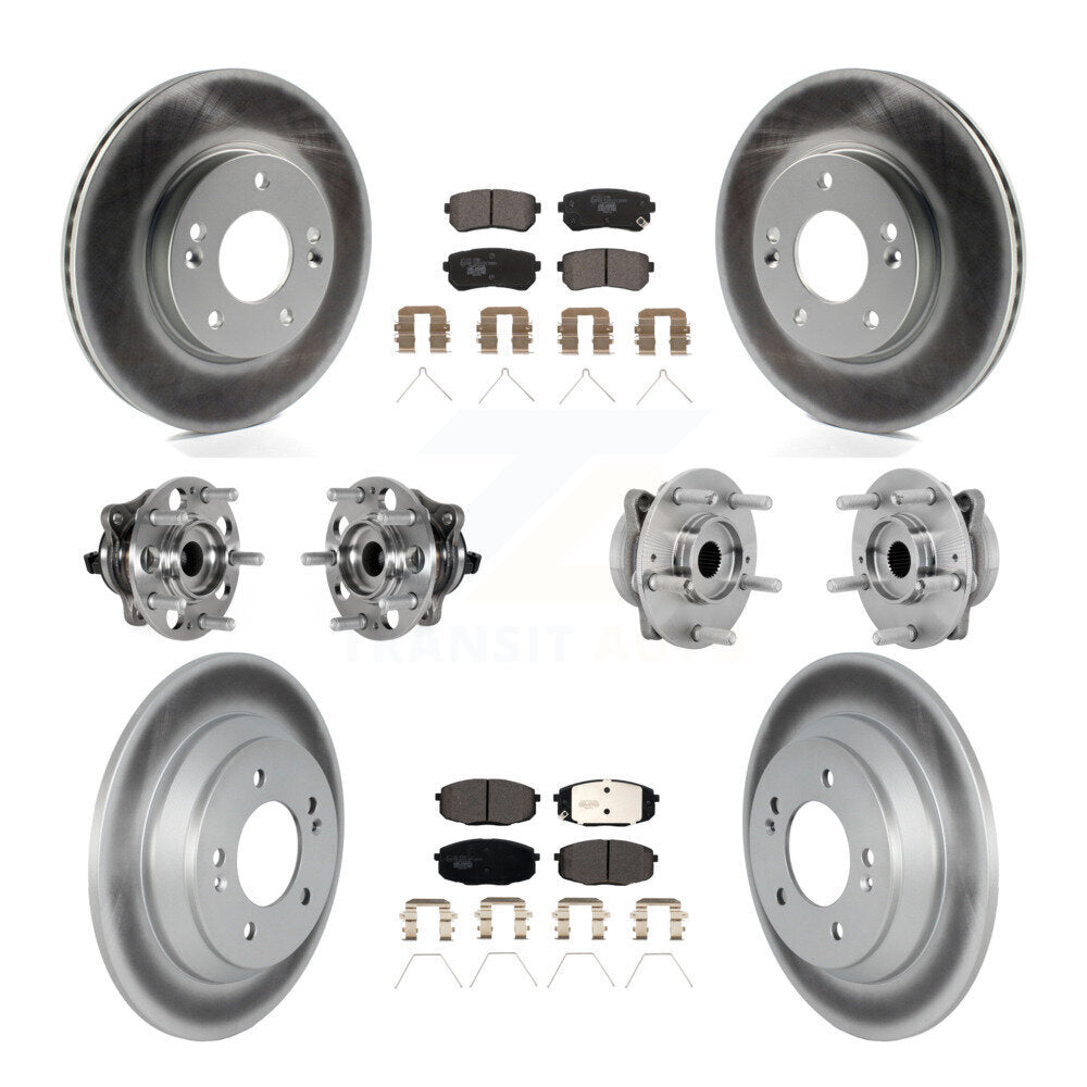 Front Rear Hub Bearing Coat Brake Rotor Pads Kit (10Pc) For 22 Hyundai Kona FWD with 1.6L KBB-132067