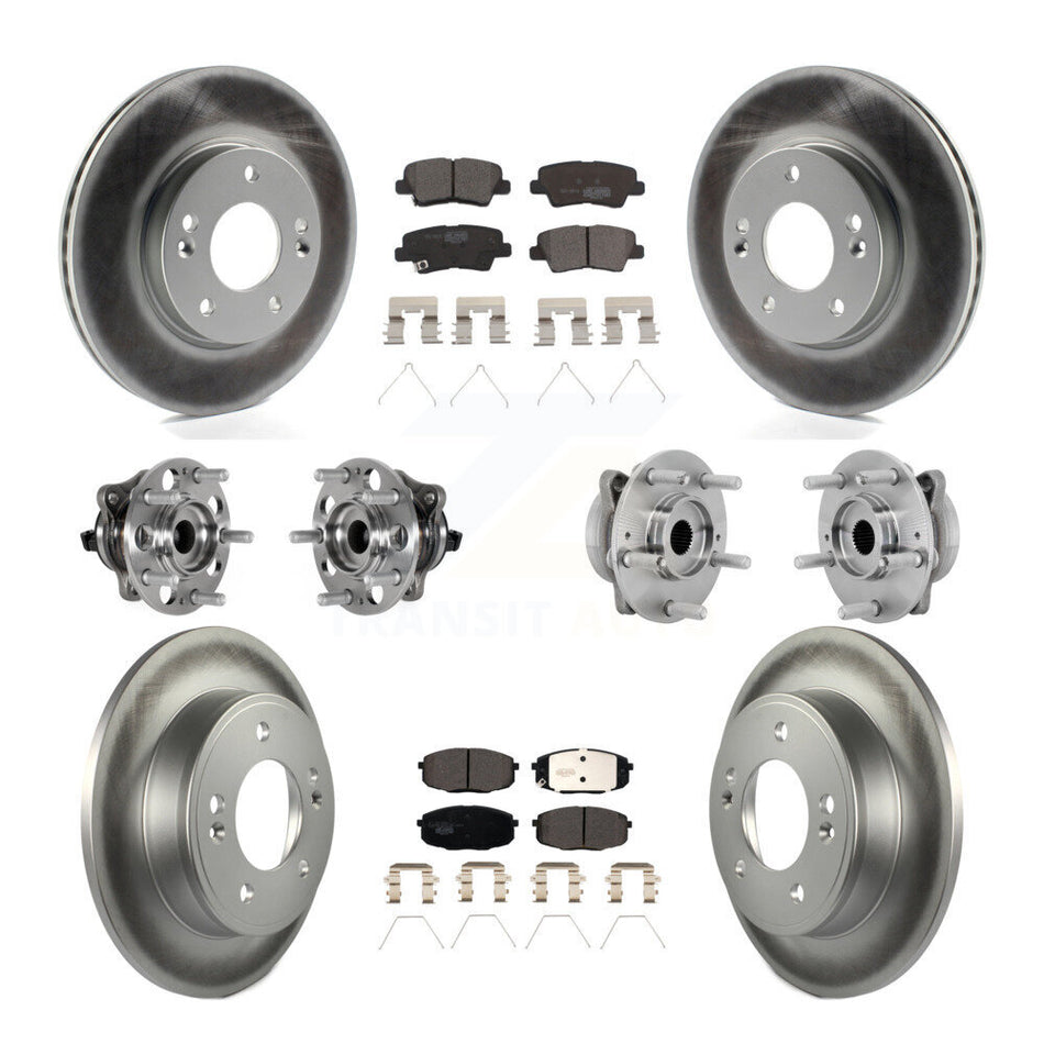 Front Rear Hub Bearing Coat Brake Rotor Pads Kit (10Pc) For 22 Hyundai Kona FWD with 2.0L KBB-132069