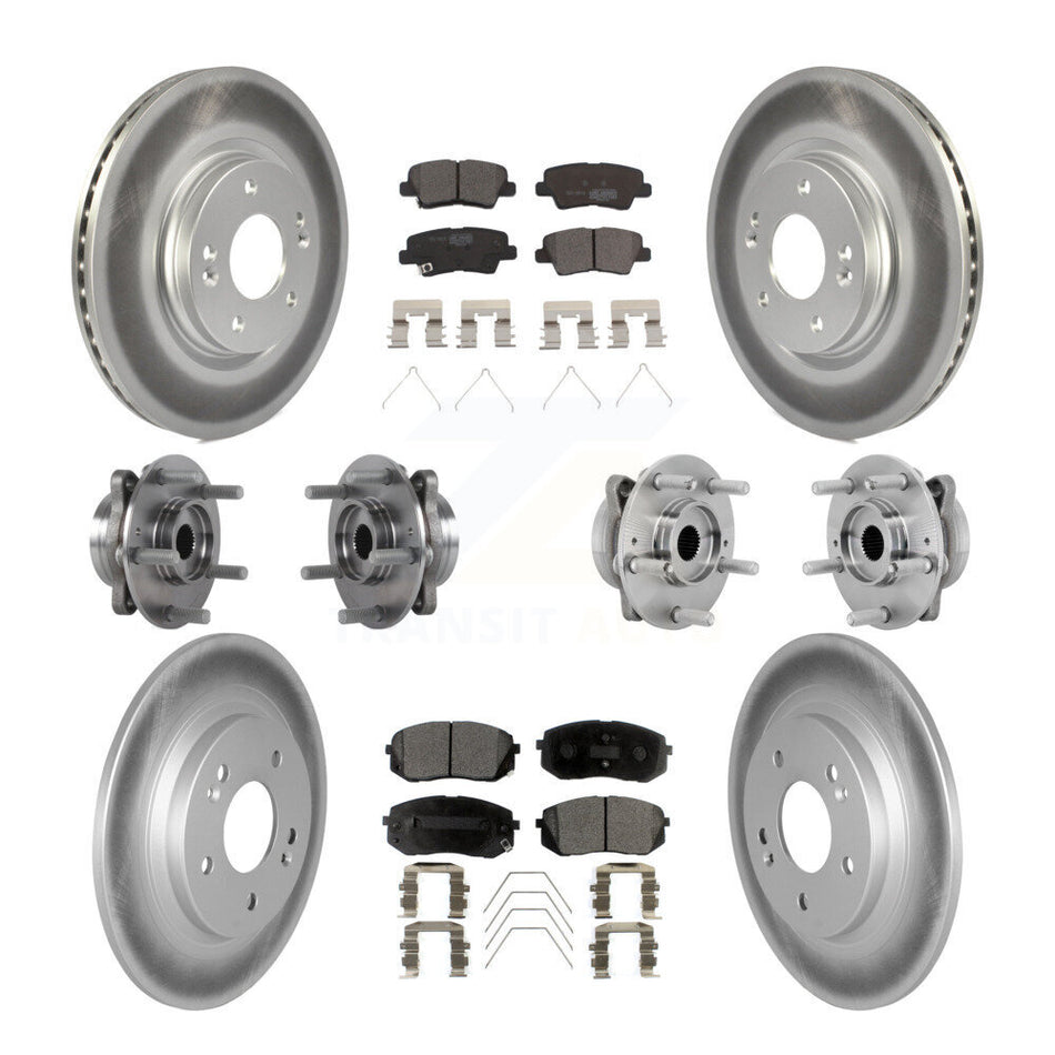 Front Rear Hub Bearing Coated Disc Brake Rotor & Pad Kit (10Pc) For 2022 Hyundai Kona AWD KBB-132070