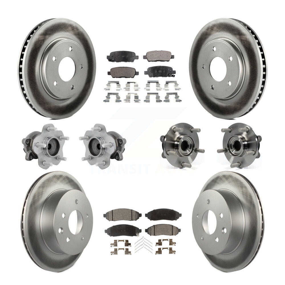 Front Rear Hub Bearing Coated Disc Brake Rotor & Pad Kit (10Pc) For 2011-2012 Nissan LEAF KBB-132071