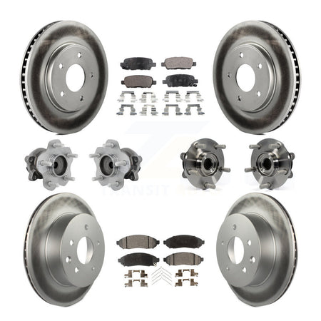 Front Rear Hub Bearing Coated Disc Brake Rotor & Pad Kit (10Pc) For 2011-2012 Nissan LEAF KBB-132071