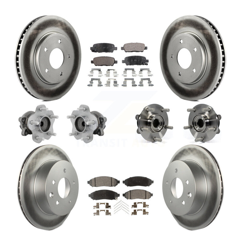 Front Rear Hub Bearing Coated Disc Brake Rotor & Pad Kit (10Pc) For 2011-2012 Nissan LEAF KBB-132071