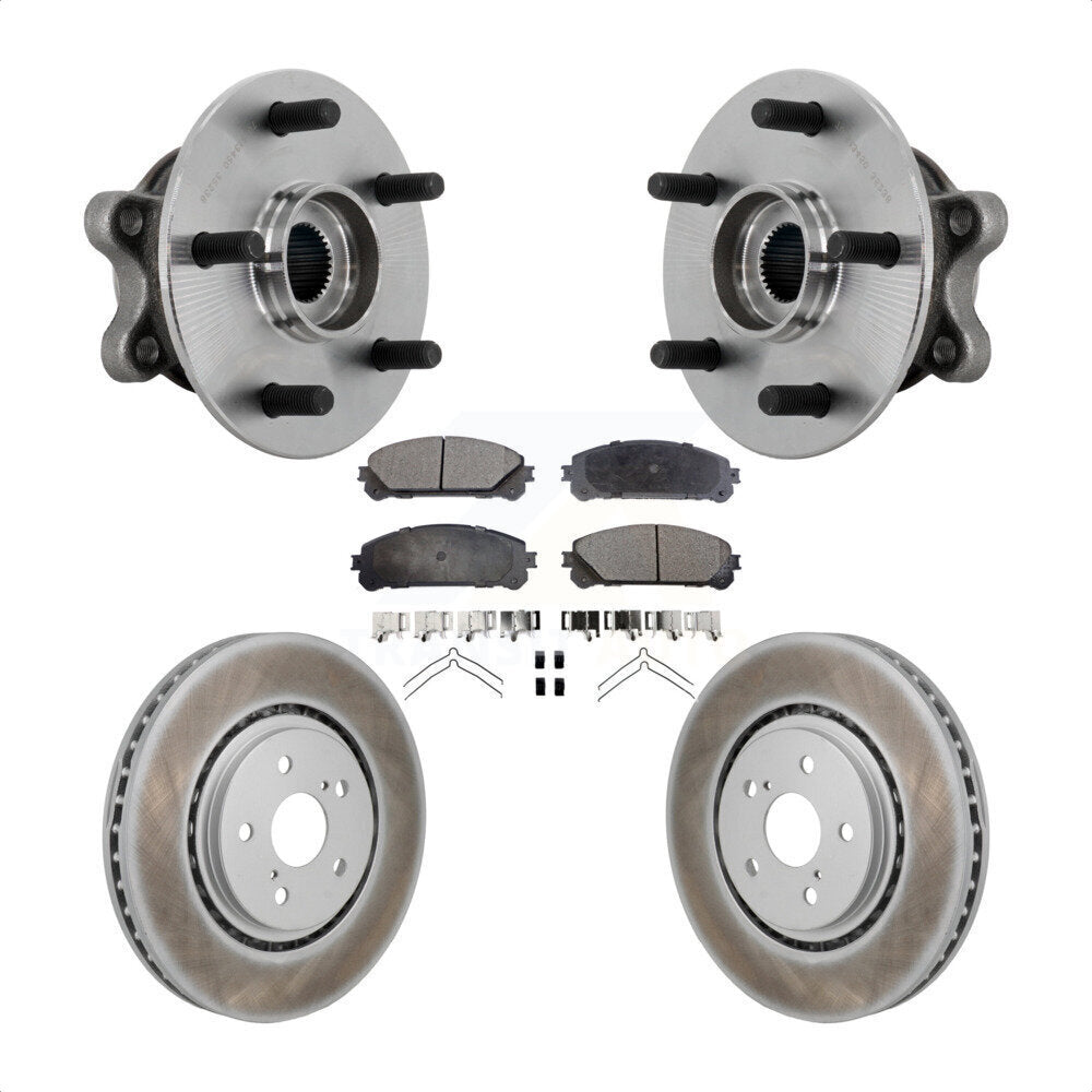 Front Hub Bearing Assembly Coated Disc Brake Rotor & Pads Kit For 2021-2023 Toyota Sienna KBB-132078