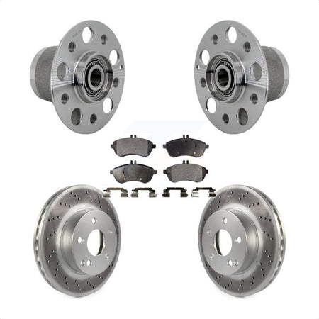 Front Hub Bearing Assembly Coated Disc Brake Rotor & Pads Kit For Mercedes-Benz C300 C250 KBB-132093
