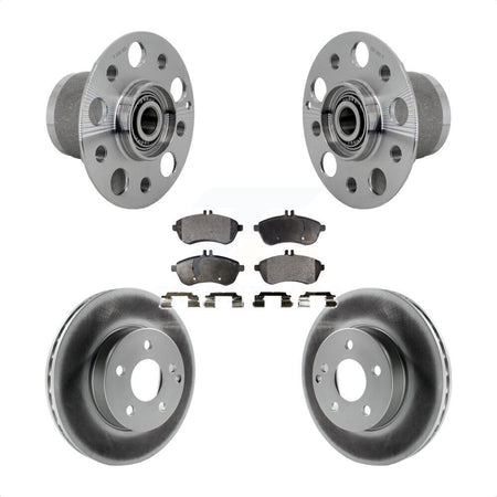 Front Hub Bearing Assembly Coated Disc Brake Rotor & Pads Kit For Mercedes-Benz C300 C250 KBB-132094