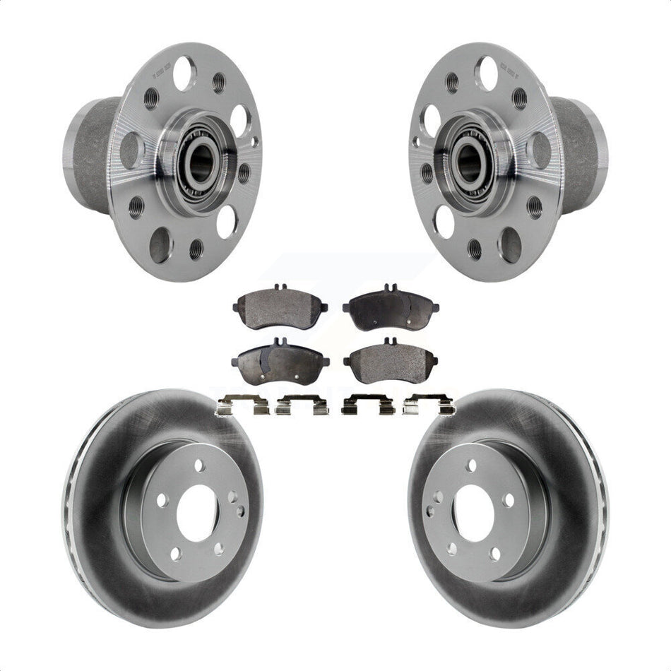 Front Hub Bearing Assembly Coated Disc Brake Rotor & Pads Kit For Mercedes-Benz C300 C250 KBB-132094