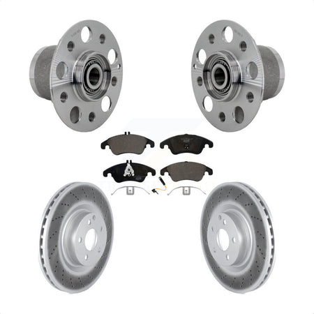 Front Hub Bearing Assembly Coated Disc Brake Rotor & Pads Kit For Mercedes-Benz C250 E550 KBB-132096