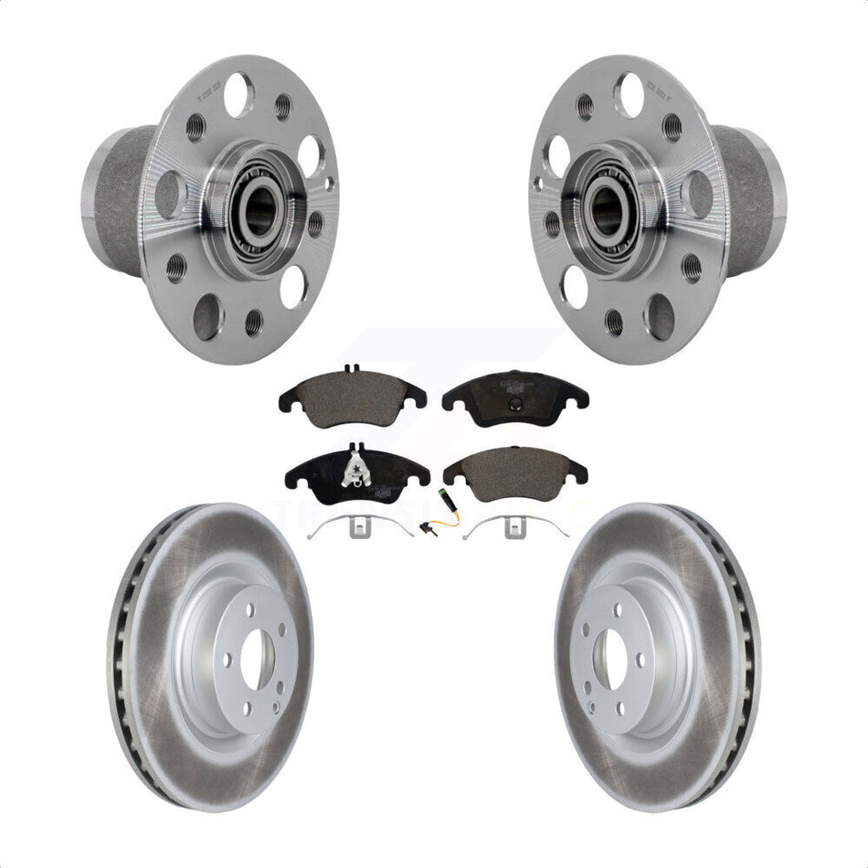 Front Hub Bearing Assembly Coated Disc Brake Rotor & Pads Kit For Mercedes-Benz C250 E550 KBB-132097
