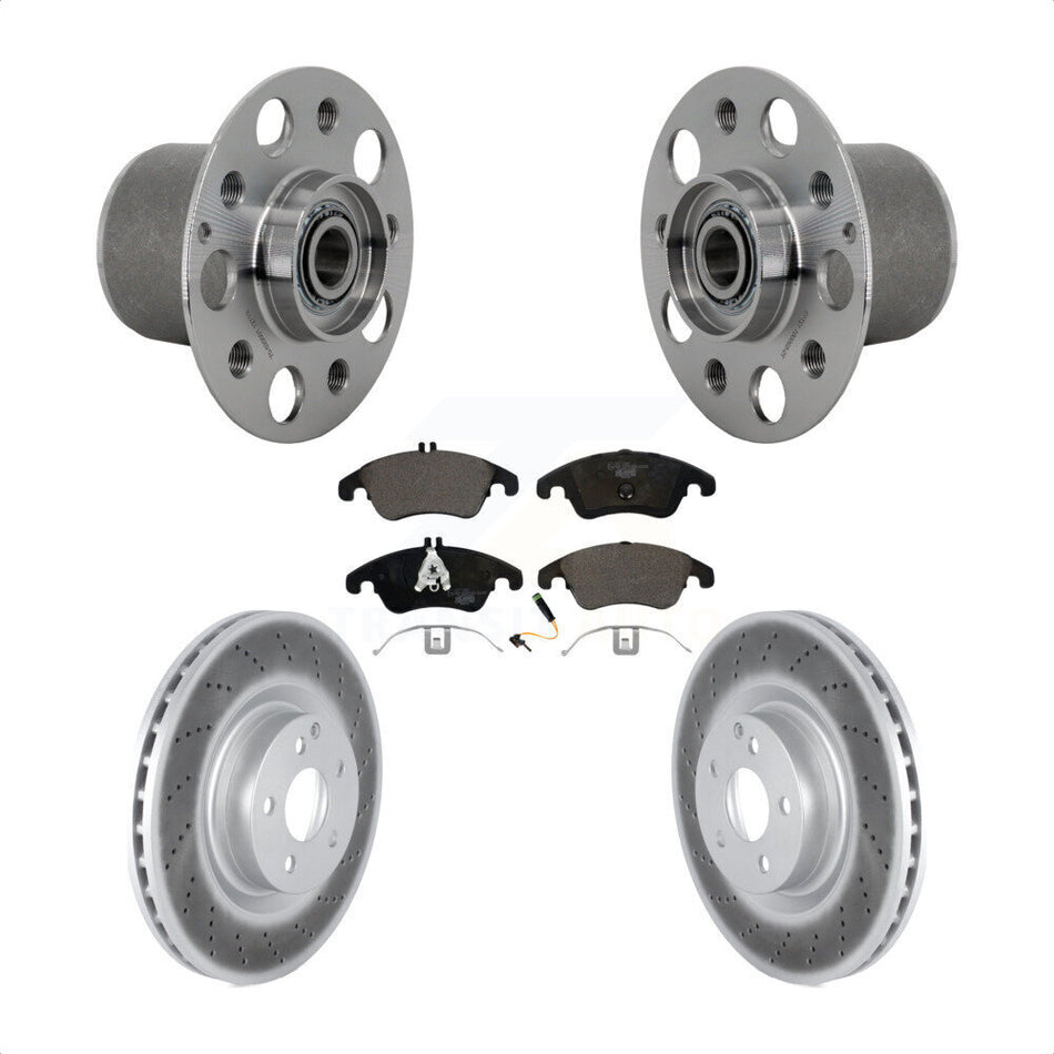 Front Hub Bearing Assembly Coated Disc Brake Rotor & Pads Kit For Mercedes-Benz E400 E550 KBB-132098