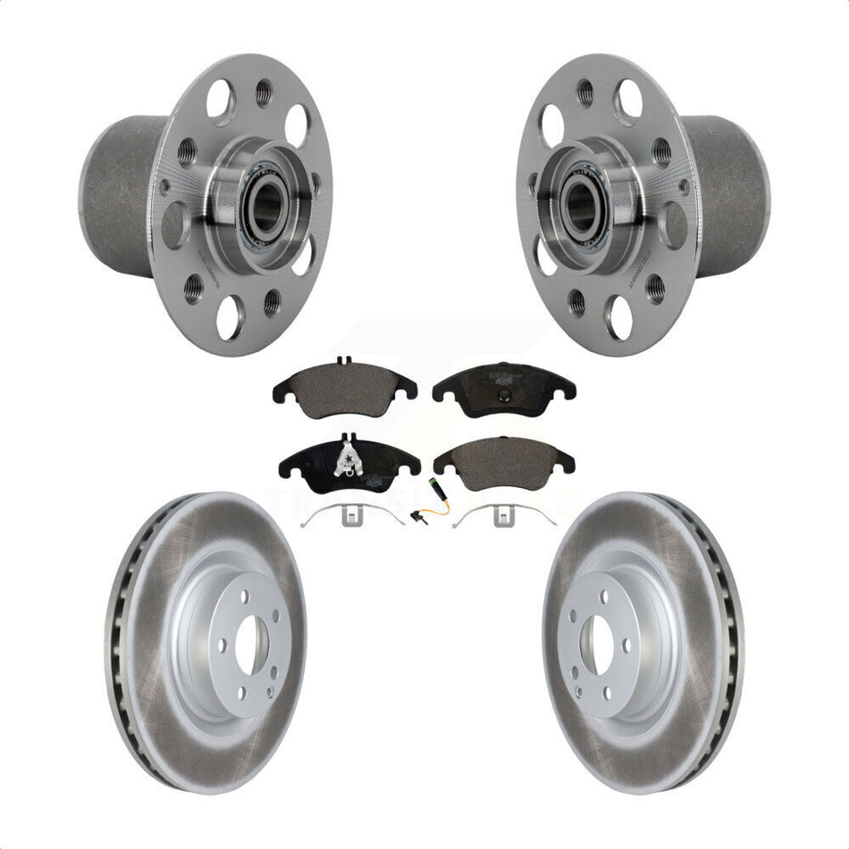 Front Hub Bearing Assembly Coated Disc Brake Rotor & Pads Kit For Mercedes-Benz E400 E550 KBB-132100