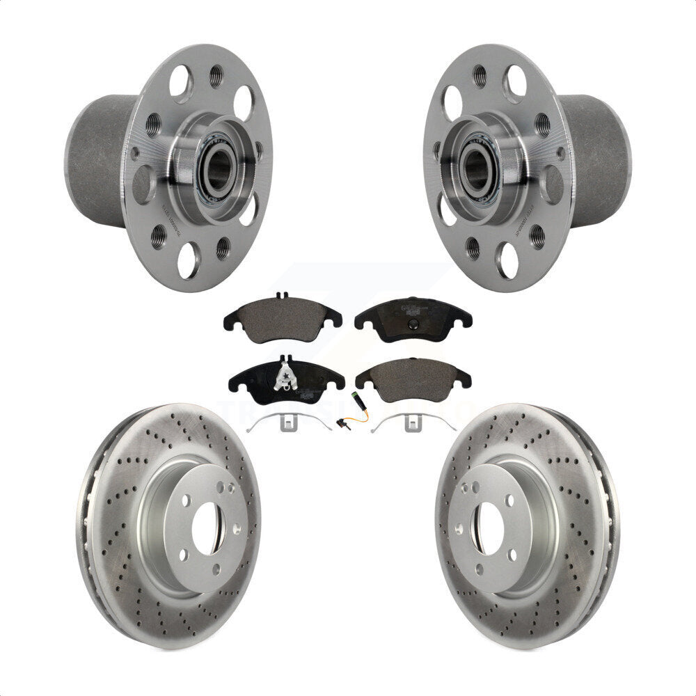 Front Hub Bearing Assembly Coated Brake Rotor & Pads Kit For Mercedes-Benz E350 E400 E250 KBB-132101