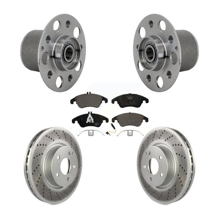 Front Hub Bearing Assembly Coated Brake Rotor & Pads Kit For Mercedes-Benz E350 E400 E250 KBB-132101