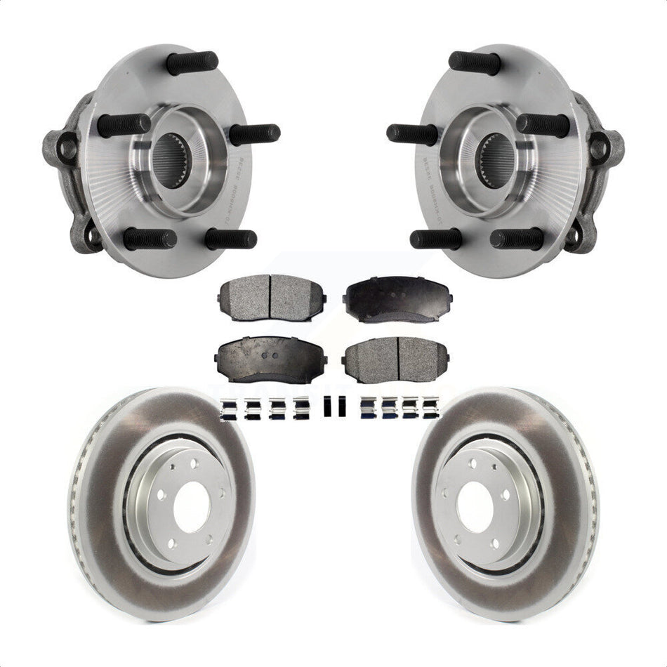 Front Hub Bearing Assembly Coated Disc Brake Rotors And Pads Kit For 2016-2023 Mazda CX-9 KBB-132102