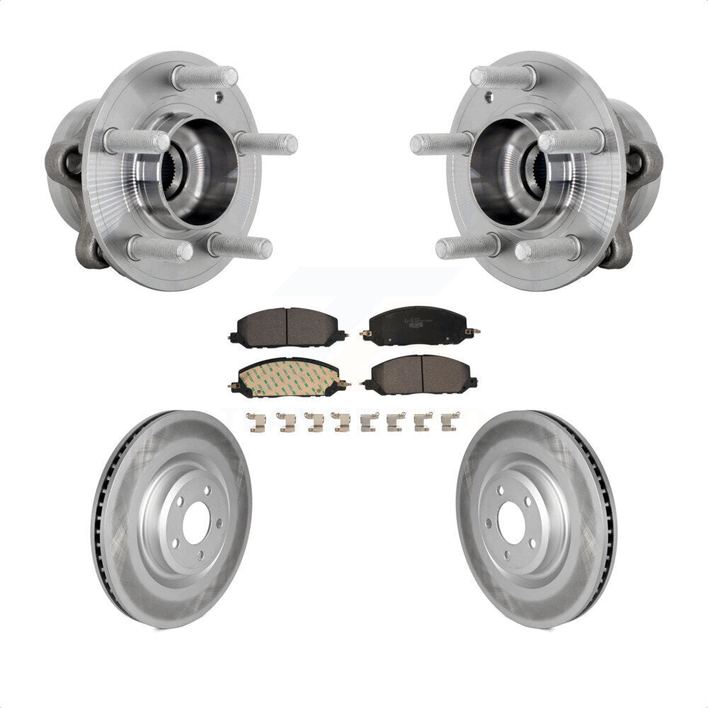 Front Hub Bearing Coated Brake Rotor And Pad Kit For Ford Explorer Lincoln Aviator Police KBB-132104