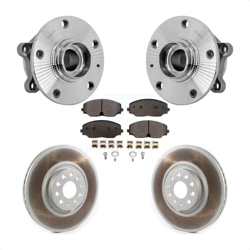 Front Hub Bearing Assembly Coated Brake Rotor & Pads Kit For Volkswagen Atlas Cross Sport KBB-132110