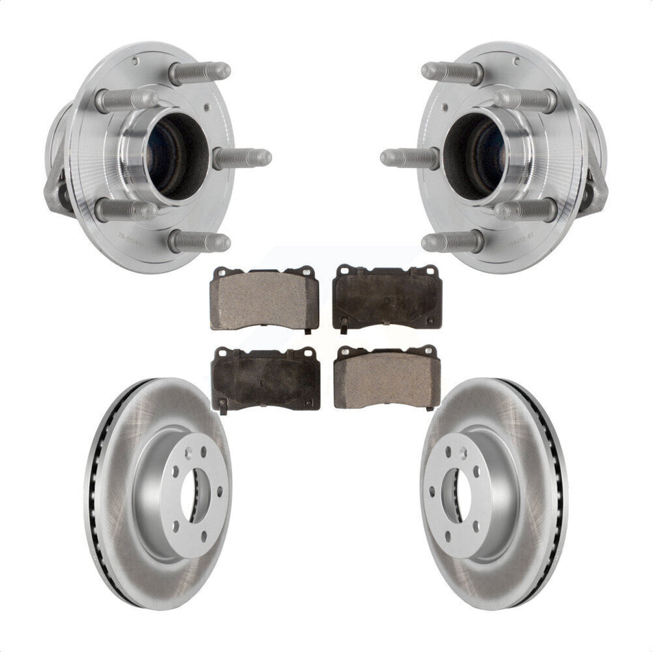 Front Hub Bearing Assembly Coated Brake Rotor Pad Kit For 2019 Cadillac ATS Base with RWD KBB-132123