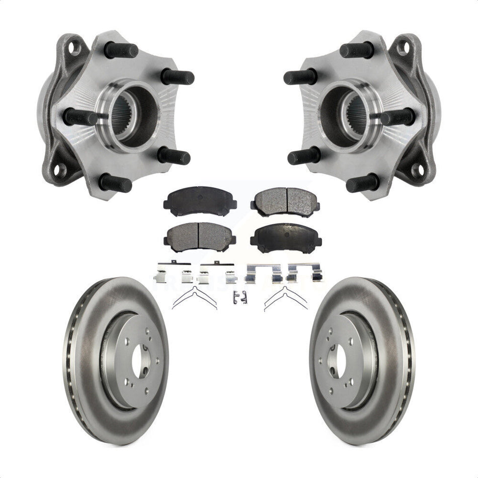 Front Hub Bearing Assembly Coated Disc Brake Rotor & Pad Kit For 2010-2013 Suzuki Kizashi KBB-132134