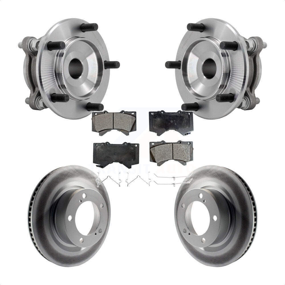 Front Hub Bearing Assembly Coated Disc Brake Rotor Pads Kit For Toyota Tundra Sequoia RWD KBB-132135