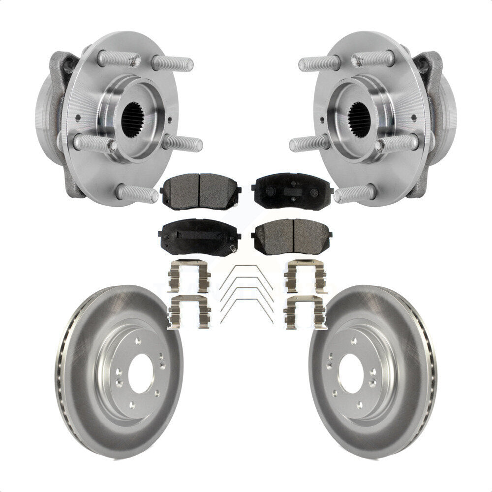 Front Hub Bearing Assembly Coated Disc Brake Rotor & Pads Kit For Hyundai Kona Kia Seltos KBB-132140