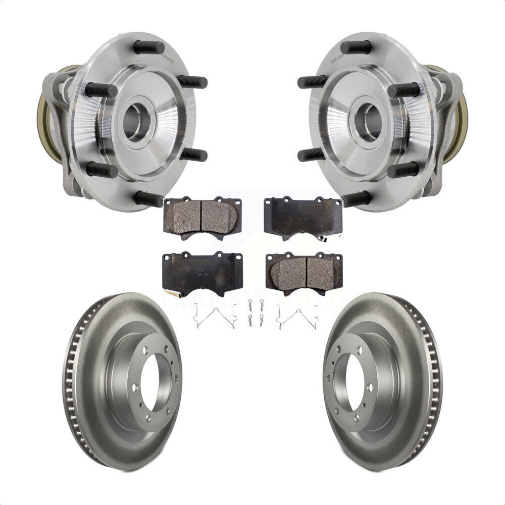 Front Hub Bearing Assembly Coated Brake Rotor & Pads Kit For 2010-2021 Toyota 4Runner RWD KBB-132141