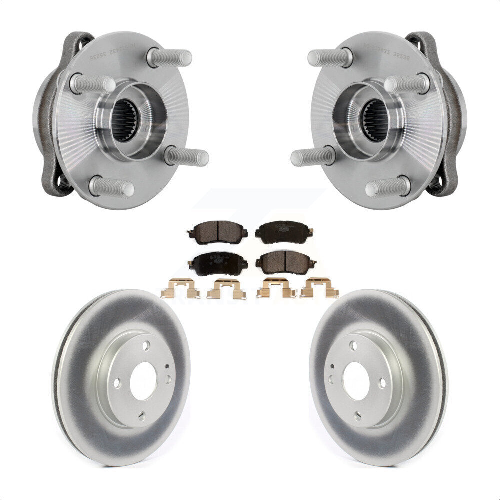 Front Hub Bearing Assembly Coated Disc Brake Rotor And Pads Kit For Toyota Yaris iA Scion KBB-132142