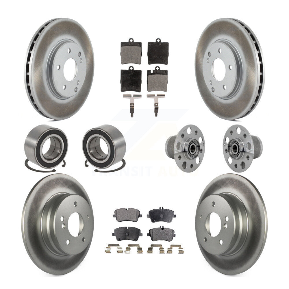 Front Rear Hub Bearing Coated Brake Rotor Pads Shoe Kit (10Pc) For Mercedes-Benz C350 RWD KBB-132148