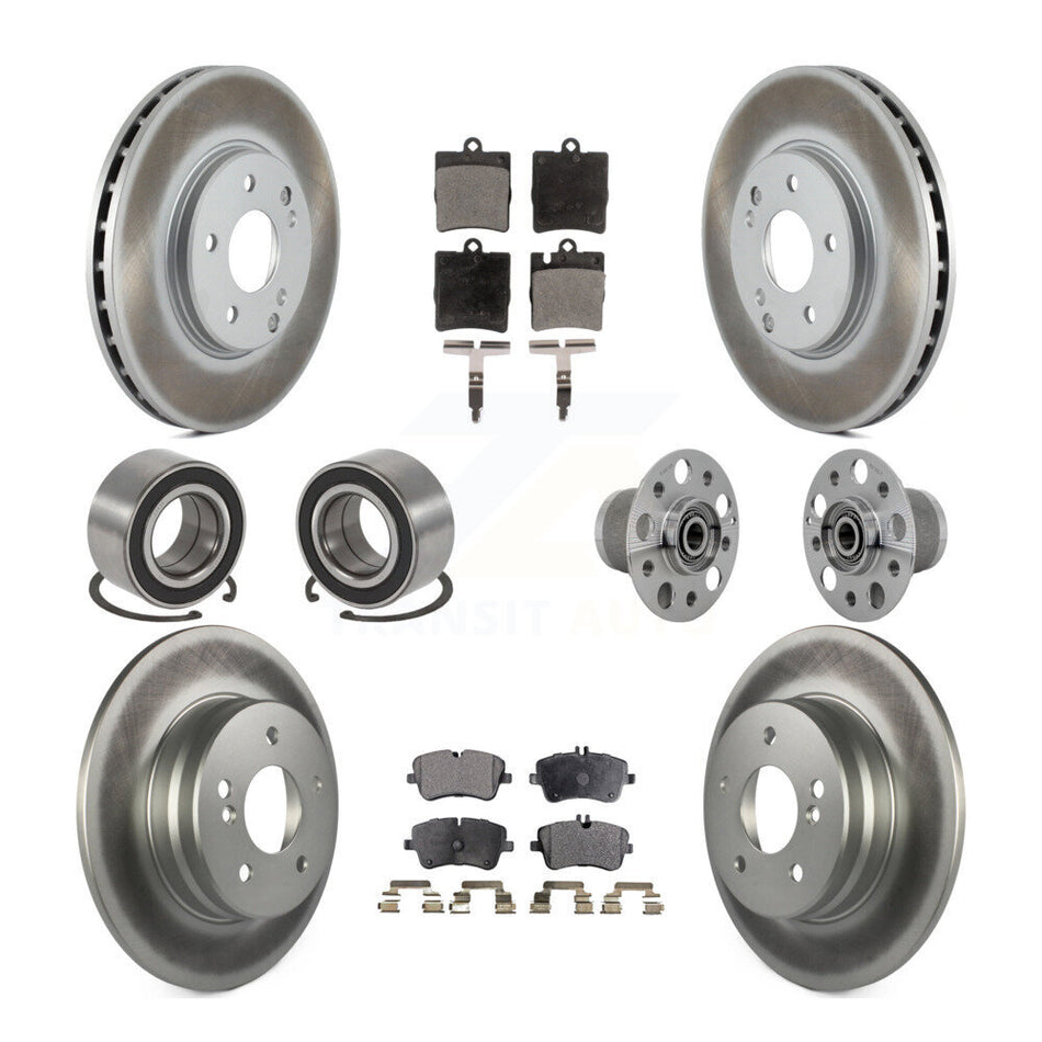 Front Rear Hub Bearing Coated Brake Rotor Pads Shoe Kit (10Pc) For Mercedes-Benz C350 RWD KBB-132148
