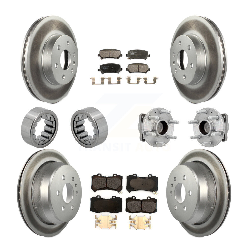 Front Rear Hub Bearing Coated Brake Rotor Pads Shoe Kit (10Pc) For Chevrolet Colorado GMC KBB-132149
