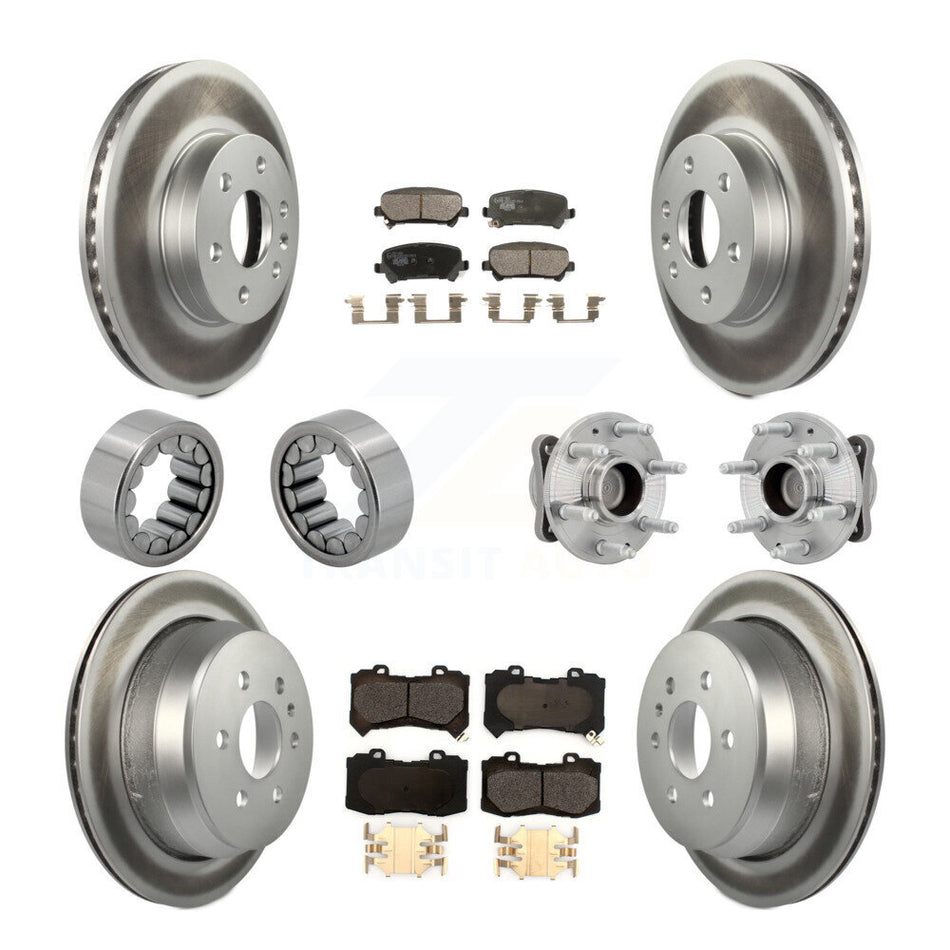 Front Rear Hub Bearing Coated Brake Rotor Pads Shoe Kit (10Pc) For Chevrolet Colorado GMC KBB-132149