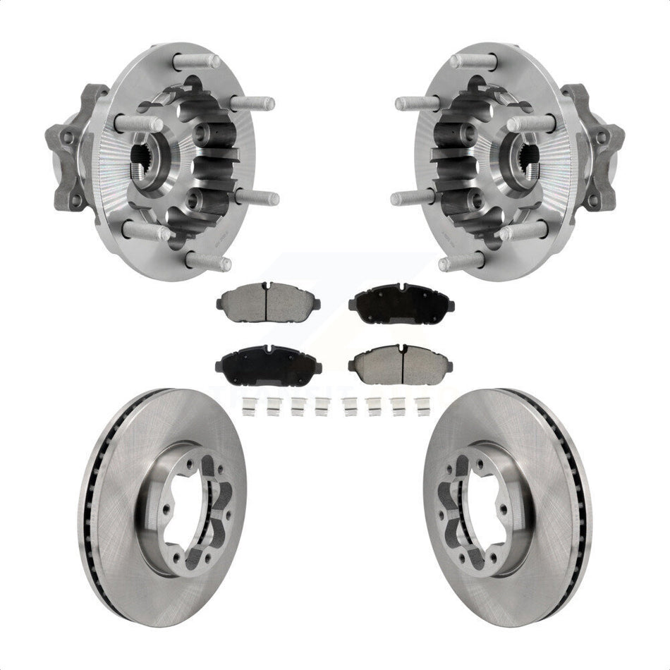Front Hub Bearing Brake Rotor & Pads Kit For Ford Transit-250 Transit-350 Transit-150 AWD KBB-132152