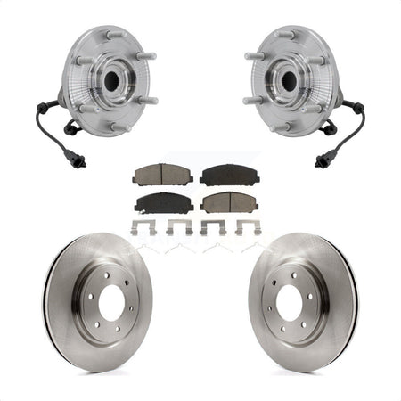 Front Hub Bearing Assembly Disc Brake Rotors And Pads Kit For 2017-2023 Nissan TITAN 4WD KBB-132178