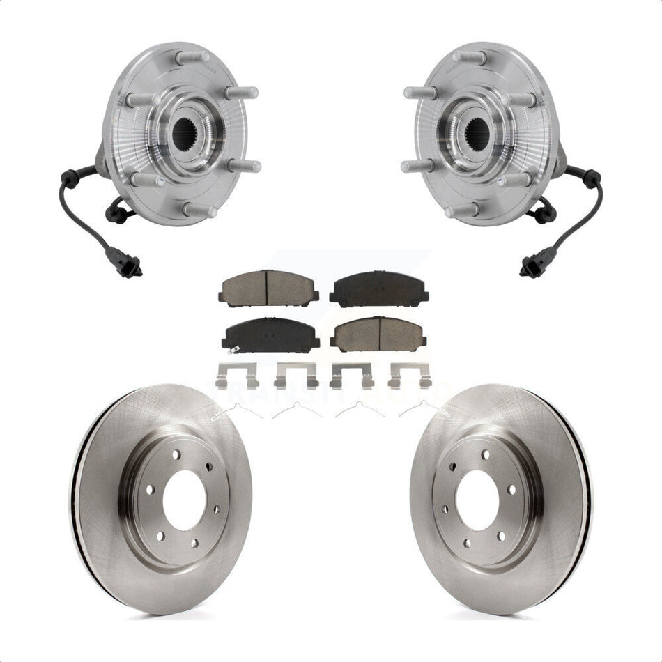 Front Hub Bearing Assembly Disc Brake Rotors And Pads Kit For 2017-2023 Nissan TITAN 4WD KBB-132178