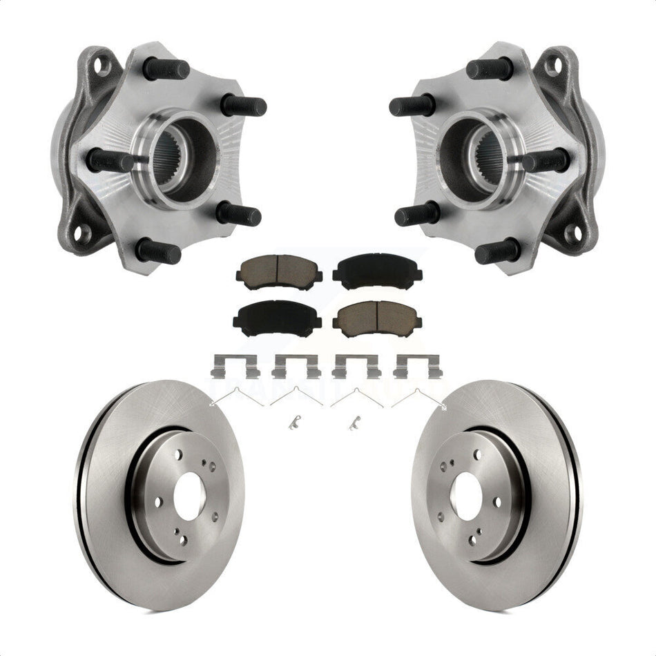 Front Hub Bearing Assembly Disc Brake Rotors And Pads Kit For 2010-2013 Suzuki Kizashi KBB-132179