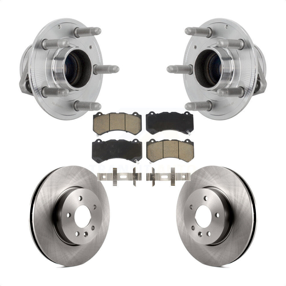 Front Hub Bearing Assembly Disc Brake Rotors And Pads Kit For Cadillac ATS V with RWD KBB-132191
