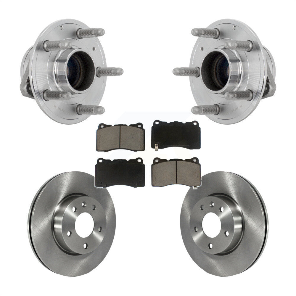 Front Hub Bearing Assembly Disc Brake Rotor & Pad Kit For 2019 Cadillac ATS Base with RWD KBB-132193