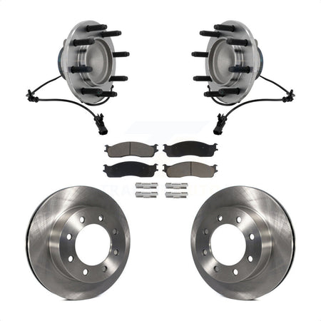Front Hub Bearing Assembly Disc Brake Rotors And Pads Kit For Dodge Ram 1500 3500 2500 KBB-132194