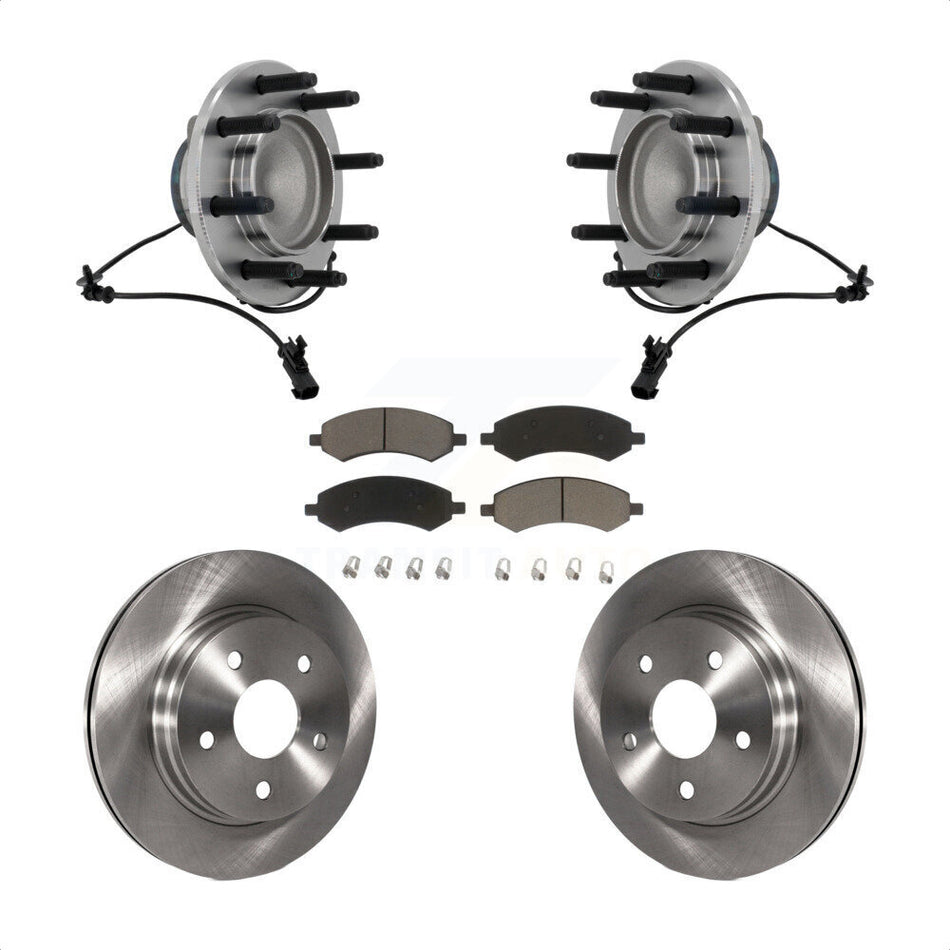 Front Hub Bearing Disc Brake Rotor Pad Kit For 2007-2008 Dodge Ram 1500 With 8 Lug Wheels KBB-132195