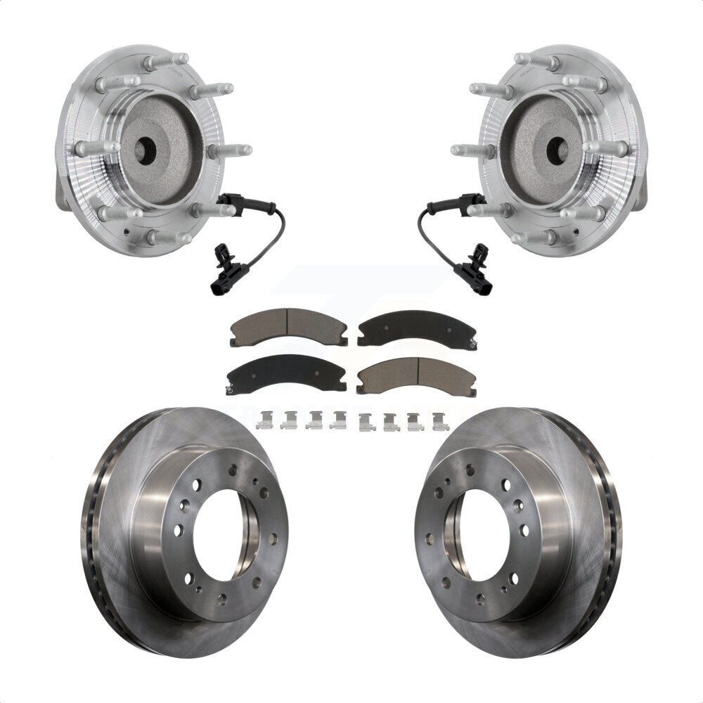 Front Hub Bearing Brake Rotor Pad Kit For GMC Chevrolet Sierra 2500 HD Silverado 3500 RWD KBB-132196