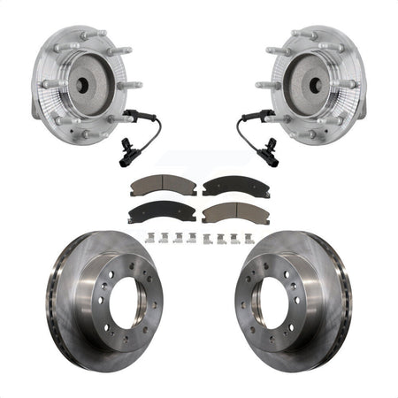 Front Hub Bearing Brake Rotor Pad Kit For GMC Chevrolet Sierra 2500 HD Silverado 3500 RWD KBB-132196