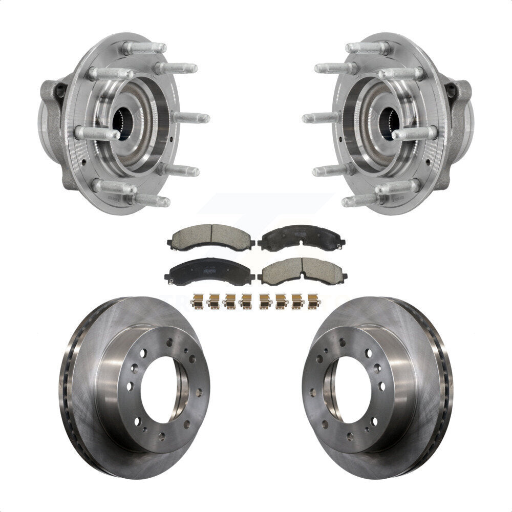 Front Hub Bearing Brake Rotor Pad Kit For GMC Chevrolet Silverado 2500 HD Sierra 3500 4WD KBB-132225