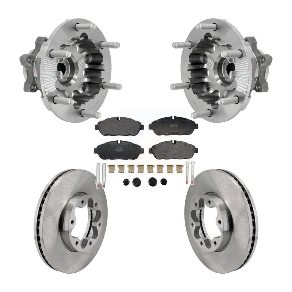 Front Hub Bearing Brake Rotor & Pads Kit For Ford Transit-250 Transit-350 Transit-150 AWD KBB-132227