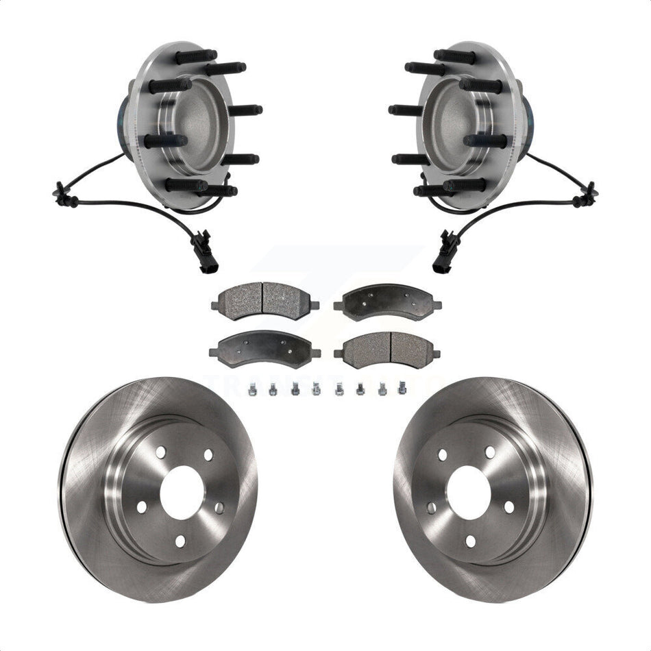 Front Hub Bearing Disc Brake Rotor Pad Kit For 2007-2008 Dodge Ram 1500 With 8 Lug Wheels KBB-132229