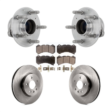 Front Hub Bearing Assembly Disc Brake Rotors And Pads Kit For Cadillac ATS V with RWD KBB-132246