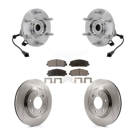 Front Hub Bearing Assembly Disc Brake Rotors And Pads Kit For 2017-2023 Nissan TITAN 4WD KBB-132259