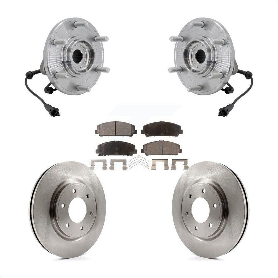 Front Hub Bearing Assembly Disc Brake Rotors And Pads Kit For 2017-2023 Nissan TITAN 4WD KBB-132259