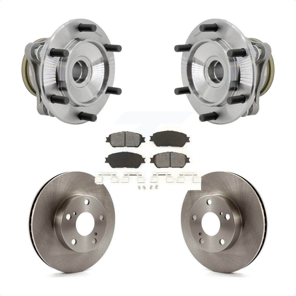 Front Hub Bearing Brake Rotor And Pad Kit For 2005-2015 Toyota Tacoma Pre Runner with RWD KBB-132297